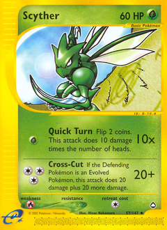 Scyther, Aquapolis #57, Pokémon TCG card