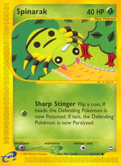 Spinarak, Aquapolis #111, Pokémon TCG card