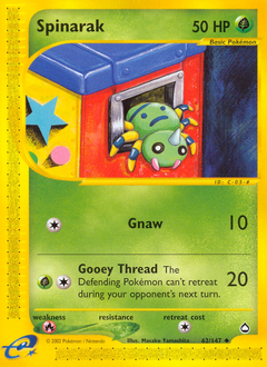 Spinarak, Aquapolis #62, Pokémon TCG card