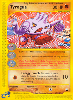 Tyrogue, Aquapolis #63, Pokémon TCG card