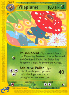 Vileplume, Aquapolis #43, Pokémon TCG card