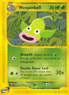 Weepinbell, Aquapolis #65, Pokémon TCG card