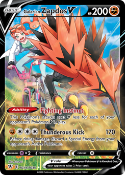 Galarian Zapdos V, Astral Radiance Trainer Gallery #TG19, Pokémon TCG card