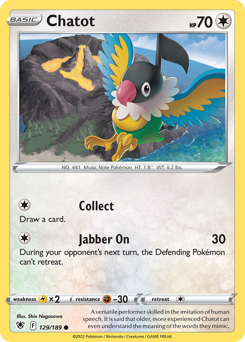 Chatot, Astral Radiance #129, Pokémon TCG card