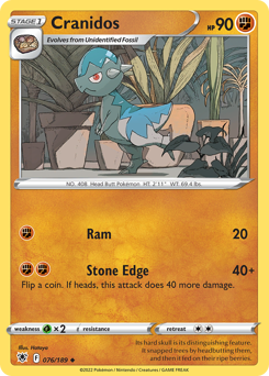 Cranidos, Astral Radiance #76, Pokémon TCG card