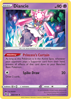 Diancie, Astral Radiance #68, Pokémon TCG card
