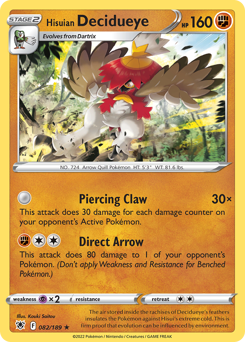 Hisuian Decidueye, Astral Radiance #82, Pokémon TCG card