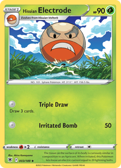 Hisuian Electrode, Astral Radiance #3, Pokémon TCG card