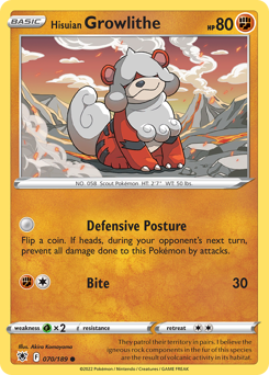 Hisuian Growlithe, Astral Radiance #70, Pokémon TCG card