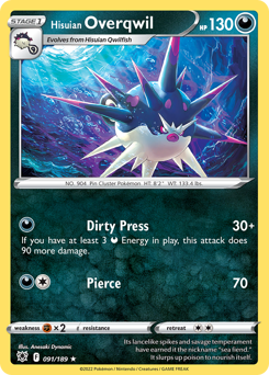 Hisuian Overqwil, Astral Radiance #91, Pokémon TCG card