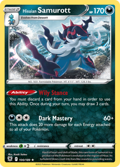 Hisuian Samurott, Astral Radiance #100, Pokémon TCG card