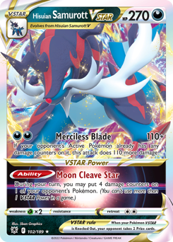 Hisuian Samurott VSTAR, Astral Radiance #102, Pokémon TCG card