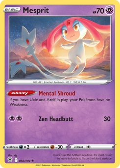 Mesprit, Astral Radiance #66, Pokémon TCG card