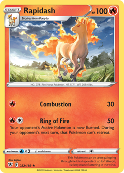 Rapidash, Astral Radiance #22, Pokémon TCG card
