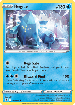 Regice, Astral Radiance #37, Pokémon TCG card