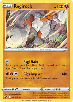 Regirock, Astral Radiance #75, Pokémon TCG card