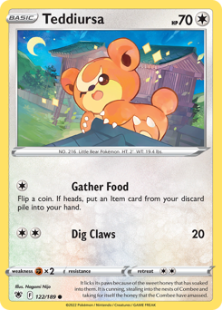 Teddiursa, Astral Radiance #122, Pokémon TCG card