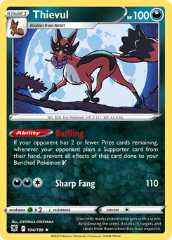 Thievul, Astral Radiance #104, Pokémon TCG card