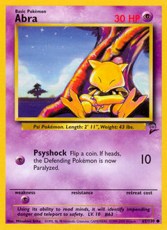 Abra, Base Set 2 #65, Pokémon TCG card