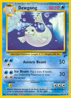 Dewgong, Base Set 2 #36, Pokémon TCG card