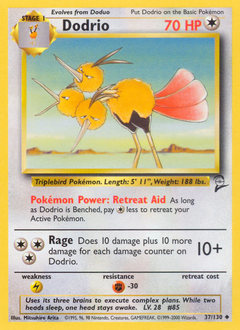 Dodrio, Base Set 2 #37, Pokémon TCG card