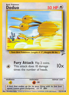 Doduo, Base Set 2 #72, Pokémon TCG card