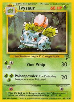 Ivysaur, Base Set 2 #44, Pokémon TCG card