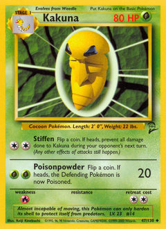 Kakuna, Base Set 2 #47, Pokémon TCG card