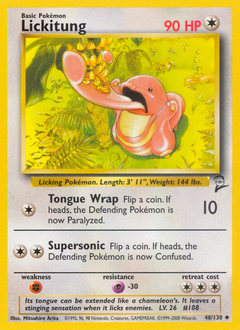 Lickitung, Base Set 2 #48, Pokémon TCG card