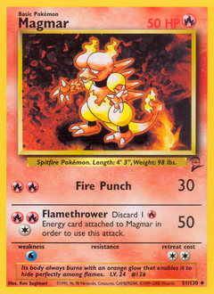Magmar, Base Set 2 #51, Pokémon TCG card