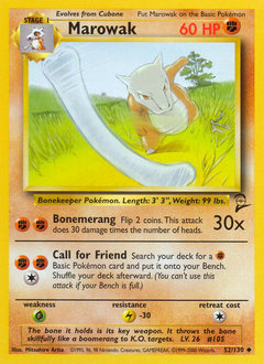 Marowak, Base Set 2 #52, Pokémon TCG card