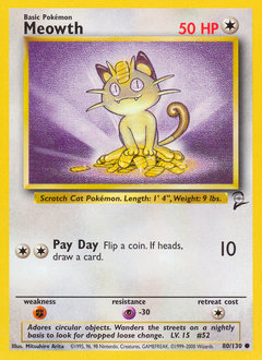 Meowth, Base Set 2 #80, Pokémon TCG card