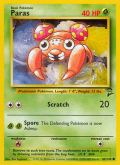Paras, Base Set 2 #85, Pokémon TCG card