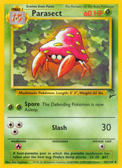 Parasect, Base Set 2 #55, Pokémon TCG card