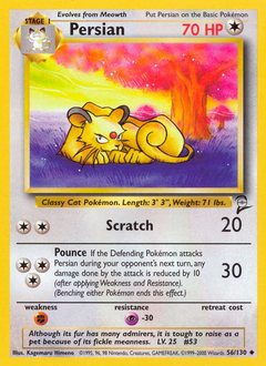 Persian, Base Set 2 #56, Pokémon TCG card