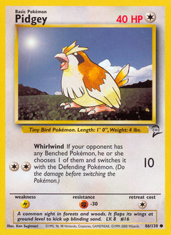 Pidgey, Base Set 2 #86, Pokémon TCG card