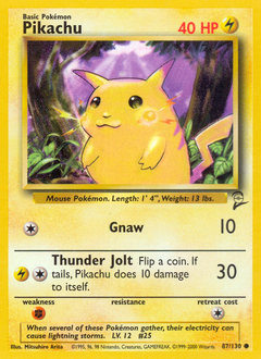 Pikachu, Base Set 2 #87, Pokémon TCG card