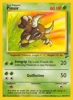 Pinsir, Base Set 2 #29, Pokémon TCG card