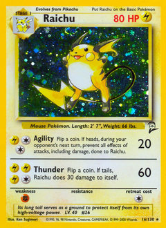 Raichu, Base Set 2 #16, Pokémon TCG card