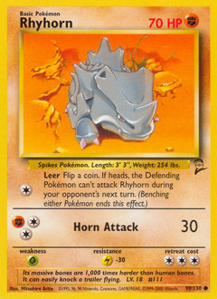 Rhyhorn, Base Set 2 #90, Pokémon TCG card