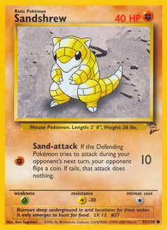 Sandshrew, Base Set 2 #91, Pokémon TCG card