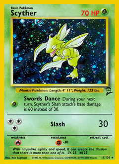 Scyther, Base Set 2 #17, Pokémon TCG card