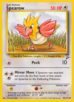 Spearow, Base Set 2 #92, Pokémon TCG card
