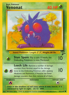 Venonat, Base Set 2 #97, Pokémon TCG card