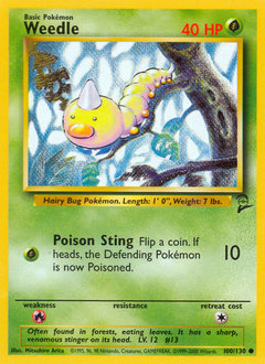 Weedle, Base Set 2 #100, Pokémon TCG card