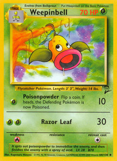 Weepinbell, Base Set 2 #64, Pokémon TCG card