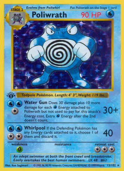 Poliwrath, Base #13, Pokémon TCG card