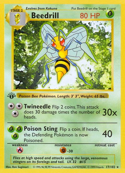 Beedrill, Base #17, Pokémon TCG card