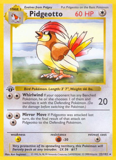 Pidgeotto, Base #22, Pokémon TCG card