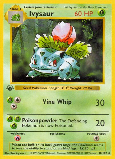Ivysaur, Base #30, Pokémon TCG card